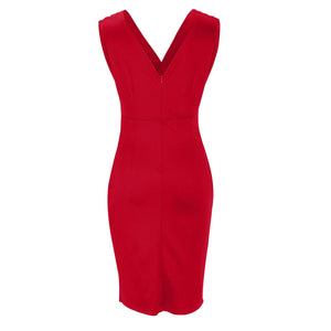Isa | Vestido Midi Ajustado con Escote en V y Abertura Frontal