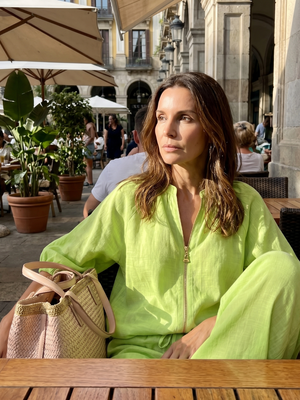 Natalia | Conjunto de Top Blusón con Cremallera y Pantalones de Pierna Ancha