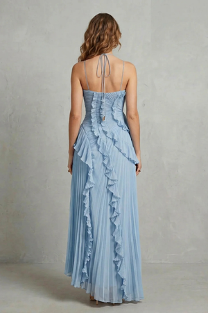 Lavirea – Pliegues esculpidos – Vestido midi de un solo hombro