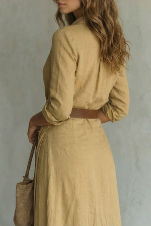 Azura – Vestido envolvente con botones – Vestido maxi con cinturón