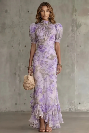 Roselique – Silueta floral romántica – Vestido maxi