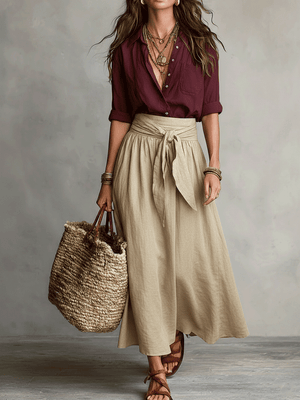 Conjunto de Falda Boho de Elegancia Sin Esfuerzo