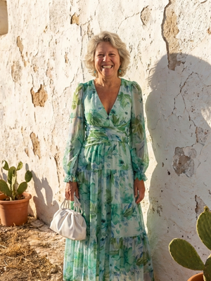 Rebeca | Vestido maxi floral de manga larga