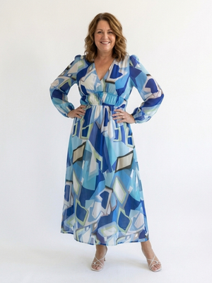Rebeca | Vestido maxi floral de manga larga