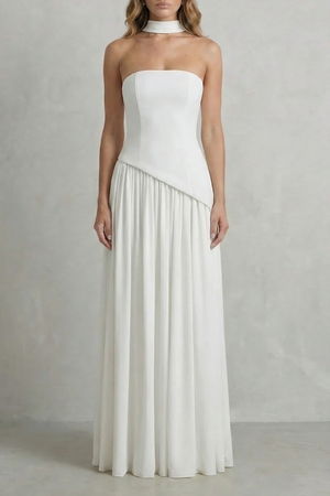 Celestara – Vestido maxi sin mangas con drapeado y abertura