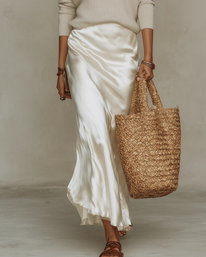 Núria | Vestido Midi Satinado con Suéter Incluido