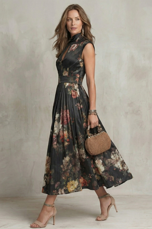 Noirelle – Elegancia floral vintage – Vestido midi