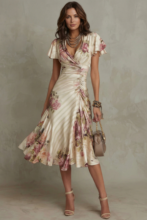 Rosavienne – Romance vintage de satén – Vestido midi
