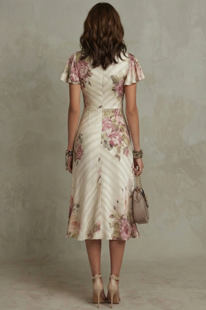Rosavienne – Romance vintage de satén – Vestido midi