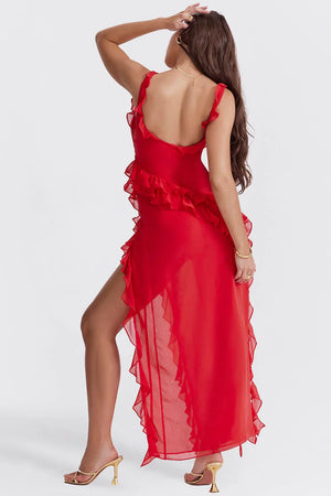 Blanca | Vestido Largo Con Volantes