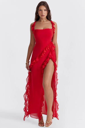 Blanca | Vestido Largo Con Volantes