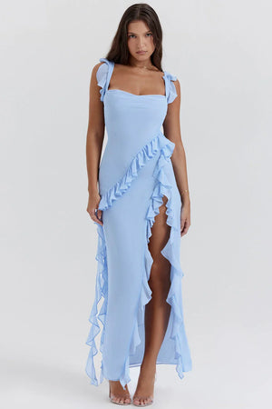 Blanca | Vestido Largo Con Volantes