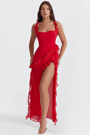 Blanca | Vestido Largo Con Volantes