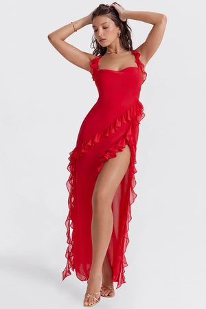 Blanca | Vestido Largo Con Volantes
