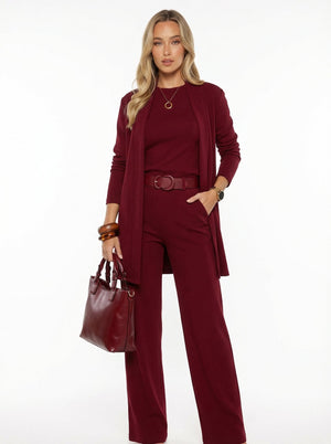 Conjunto Elena - cárdigan largo, top y pantalón.