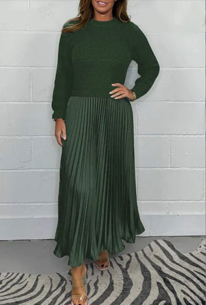 Fernanda | Vestido con jersey y falda plisada