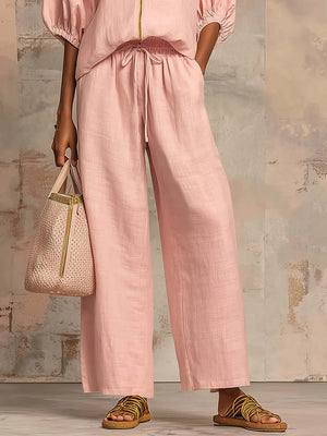 Lola | Conjunto de dos piezas: Camisa de estilo relajado y pantalón de pernera ancha