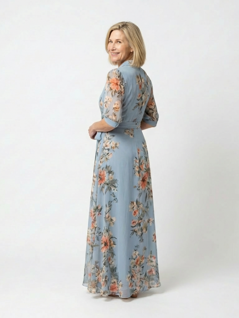 Elowen | Vestido Maxi con Escote en V y Estampado Floral