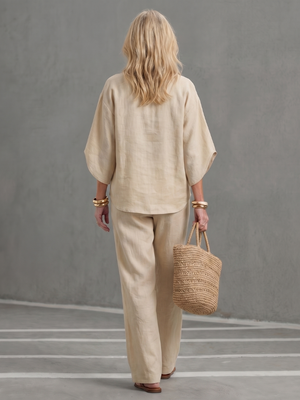 Milagros | Conjunto de túnica relajada con botones frontales y pantalones