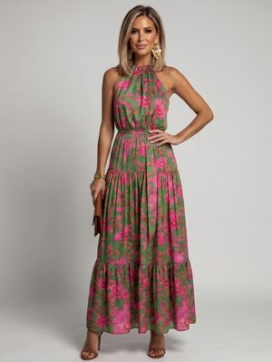 Rowen | Vestido Midi con Cuello Halter Draped