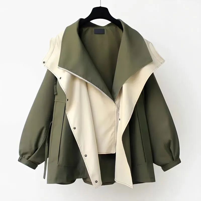 Yolanda | Chaqueta de Entretiempo con Cuello Doblado Estilo "Drapeado"