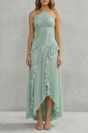 Lavirea – Pliegues esculpidos – Vestido midi de un solo hombro