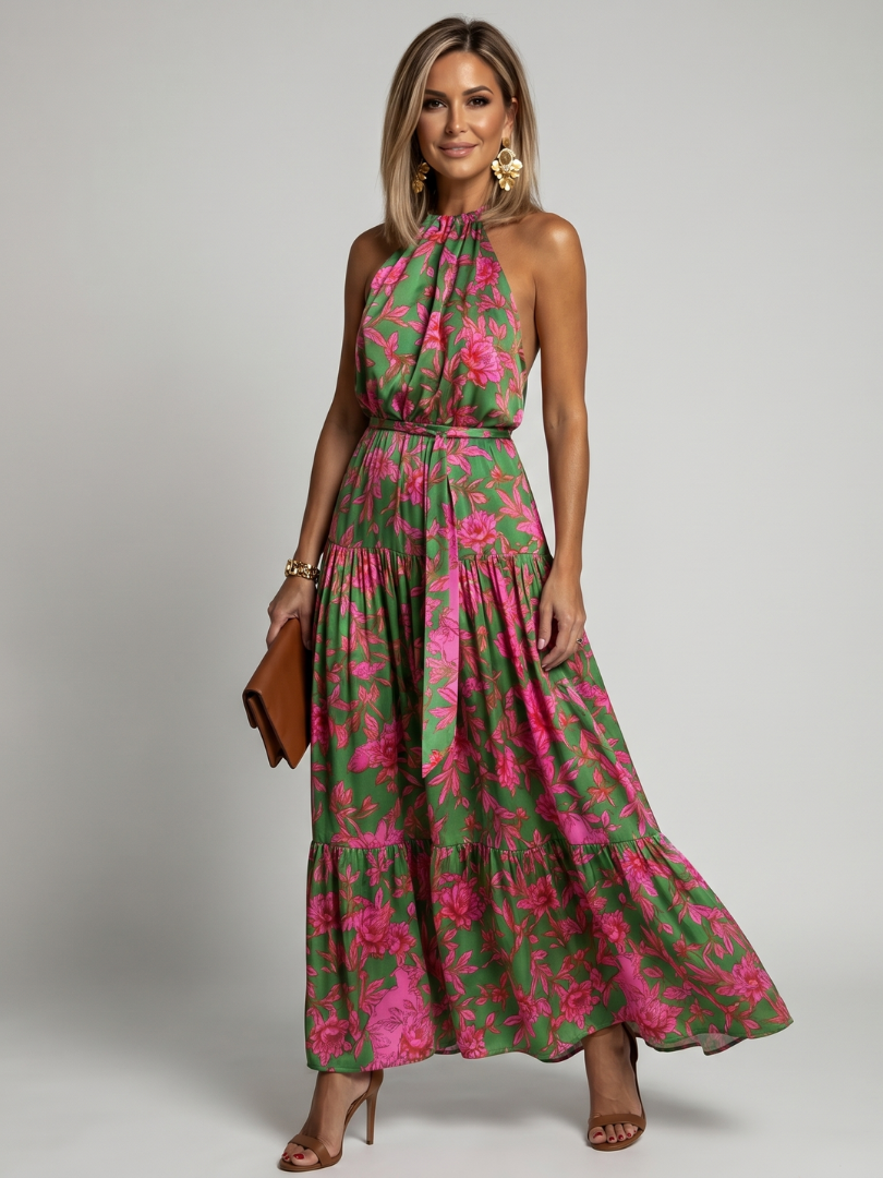 Rowen | Vestido Midi con Cuello Halter Draped
