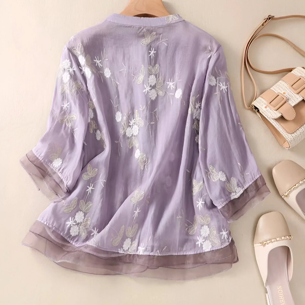 Emily | Top de Algodón con Flores Bordadas