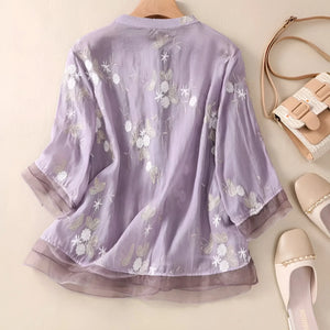 Emily | Top de Algodón con Flores Bordadas