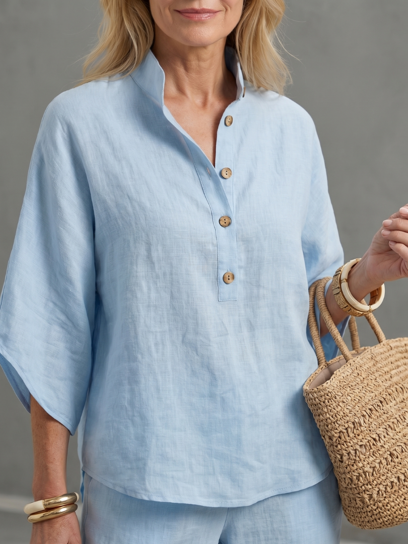 Milagros | Conjunto de túnica relajada con botones frontales y pantalones