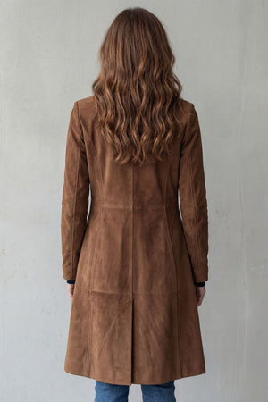 Delvienne – Acabado de ante vintage – Abrigo largo