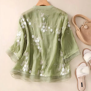 Emily | Top de Algodón con Flores Bordadas