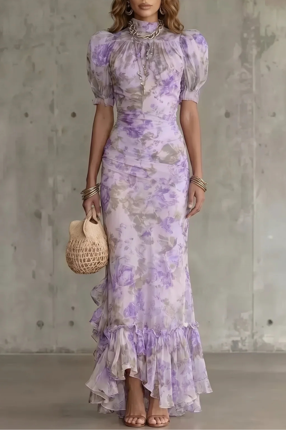Roselique – Silueta floral romántica – Vestido maxi