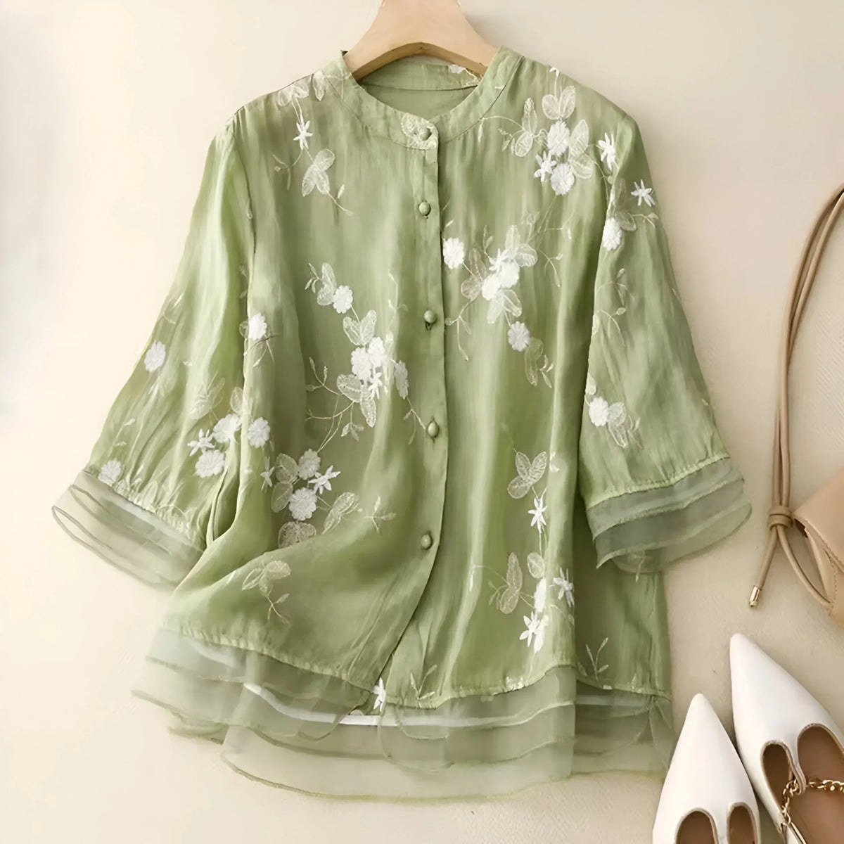Emily | Top de Algodón con Flores Bordadas