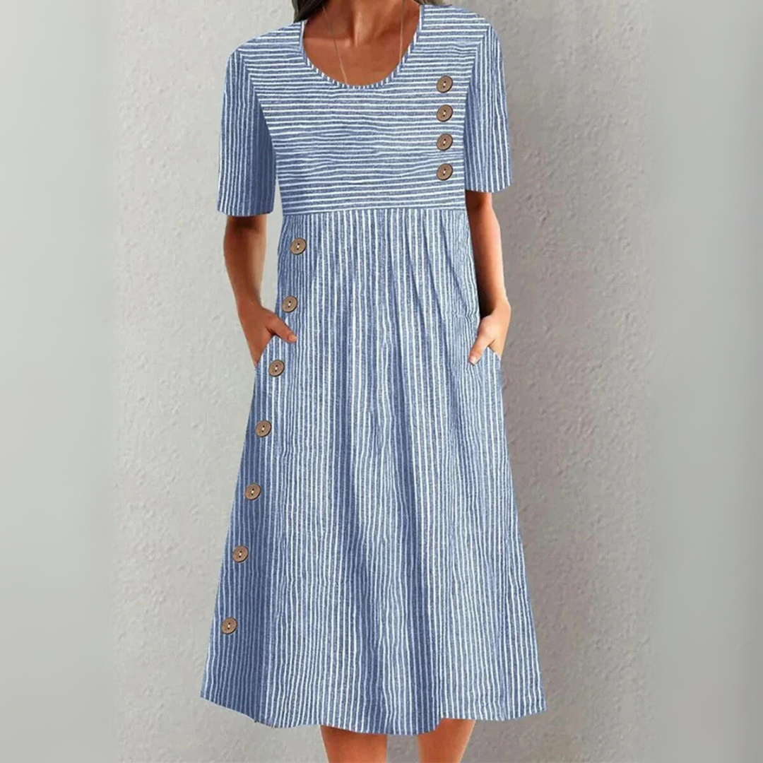 Betina | Vestido Midi de Algodón a Rayas