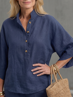 Milagros | Conjunto de túnica relajada con botones frontales y pantalones