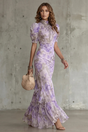 Roselique – Silueta floral romántica – Vestido maxi