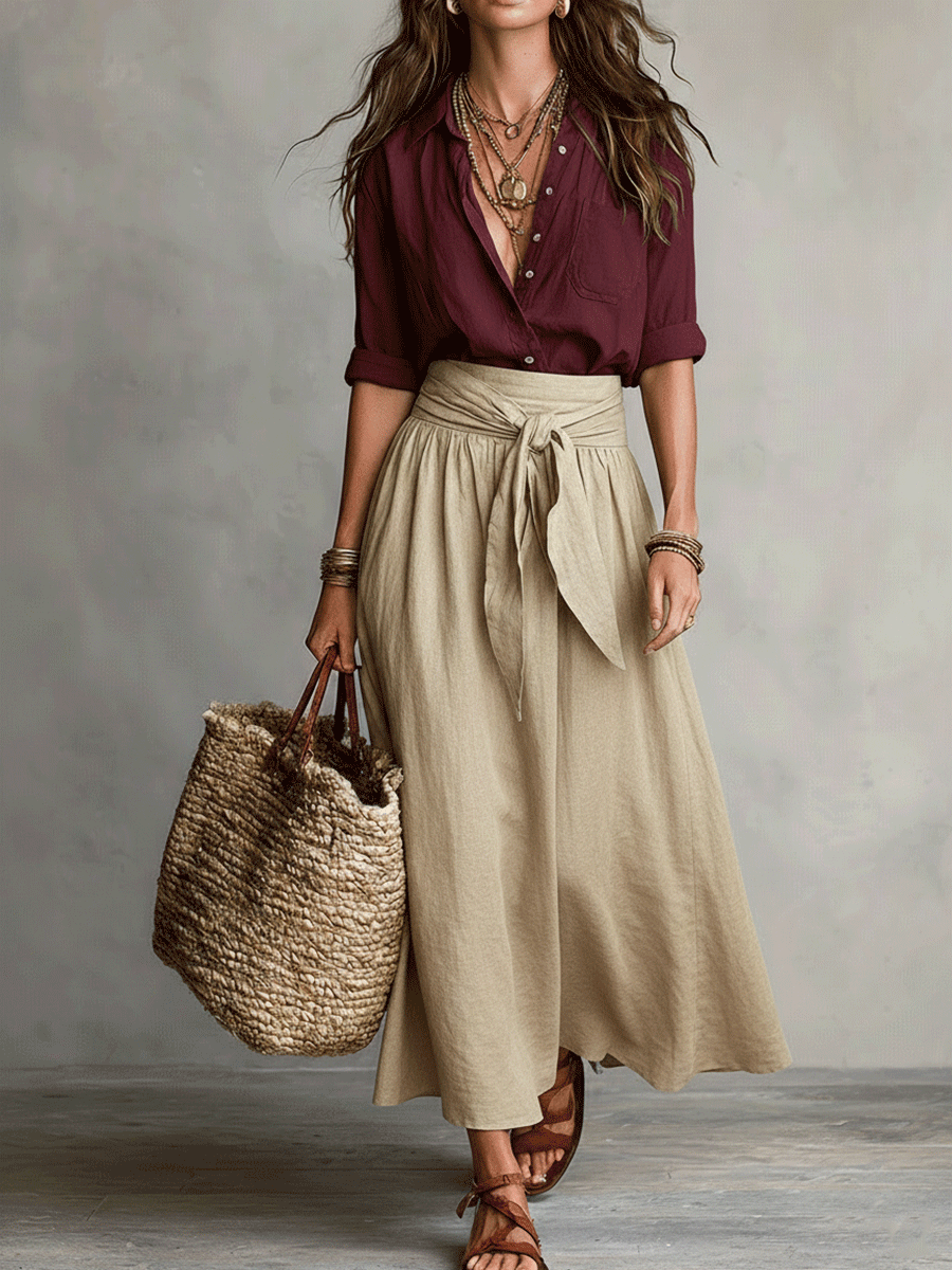 Conjunto de Falda Boho de Elegancia Sin Esfuerzo