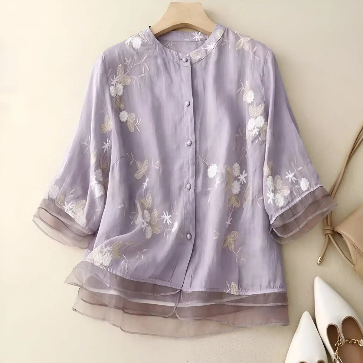 Emily | Top de Algodón con Flores Bordadas