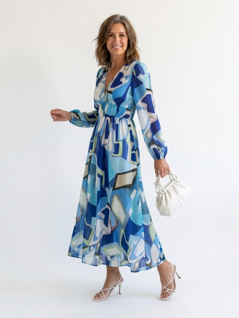 Rebeca | Vestido maxi floral de manga larga