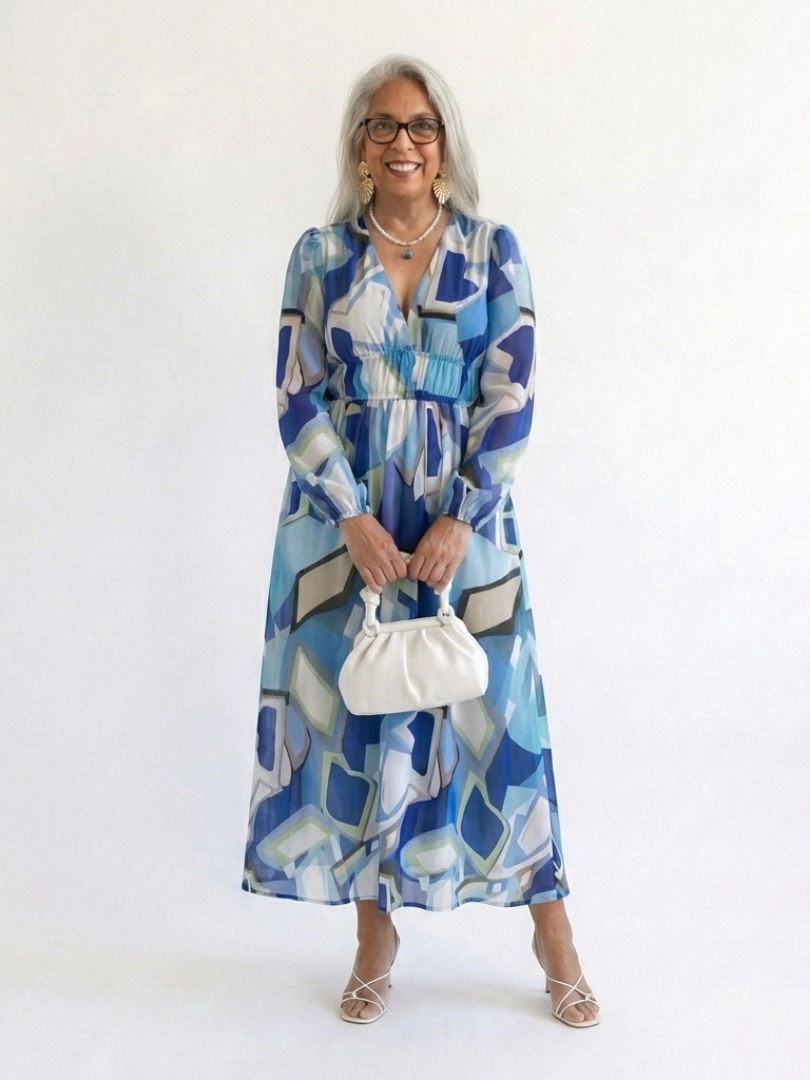 Rebeca | Vestido maxi floral de manga larga