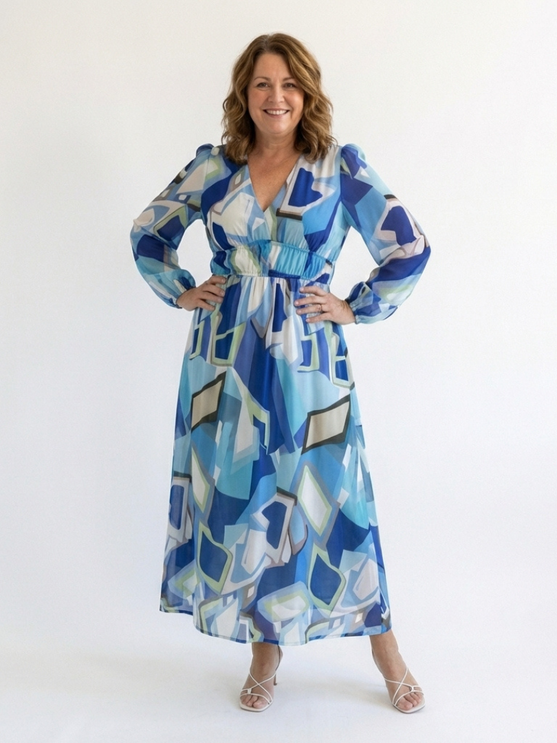 Rebeca | Vestido maxi floral de manga larga