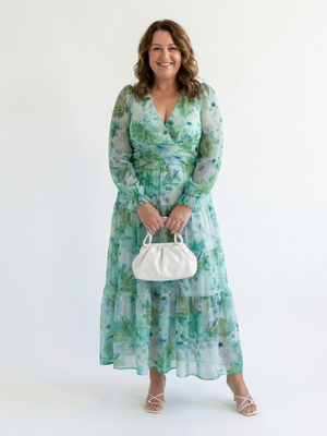 Rebeca | Vestido maxi floral de manga larga