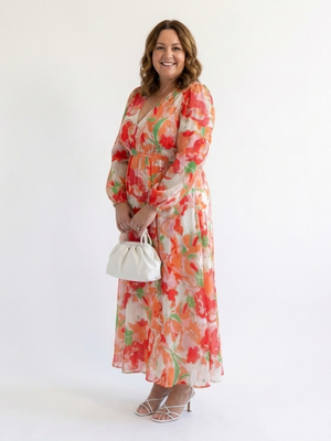 Rebeca | Vestido maxi floral de manga larga