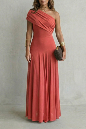 Bellamare – Elegante vestido maxi con escote drapeado de un solo hombro