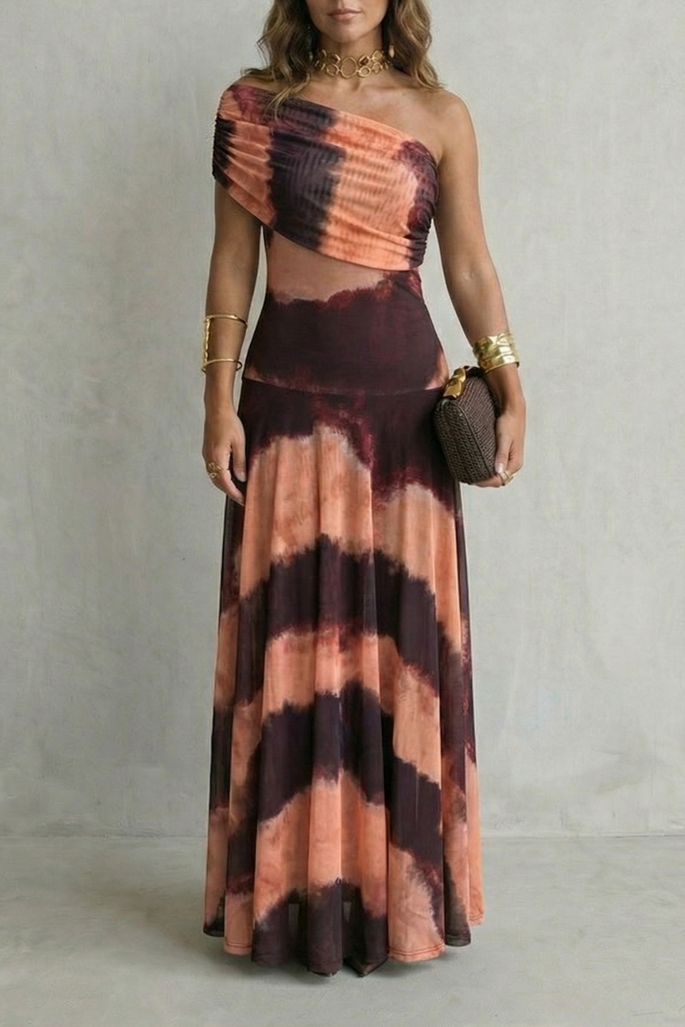 Bellamare – Elegante vestido maxi con escote drapeado de un solo hombro