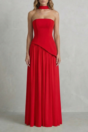 Celestara – Vestido maxi sin mangas con drapeado y abertura