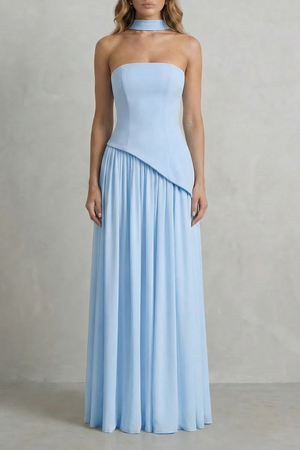 Celestara – Vestido maxi sin mangas con drapeado y abertura