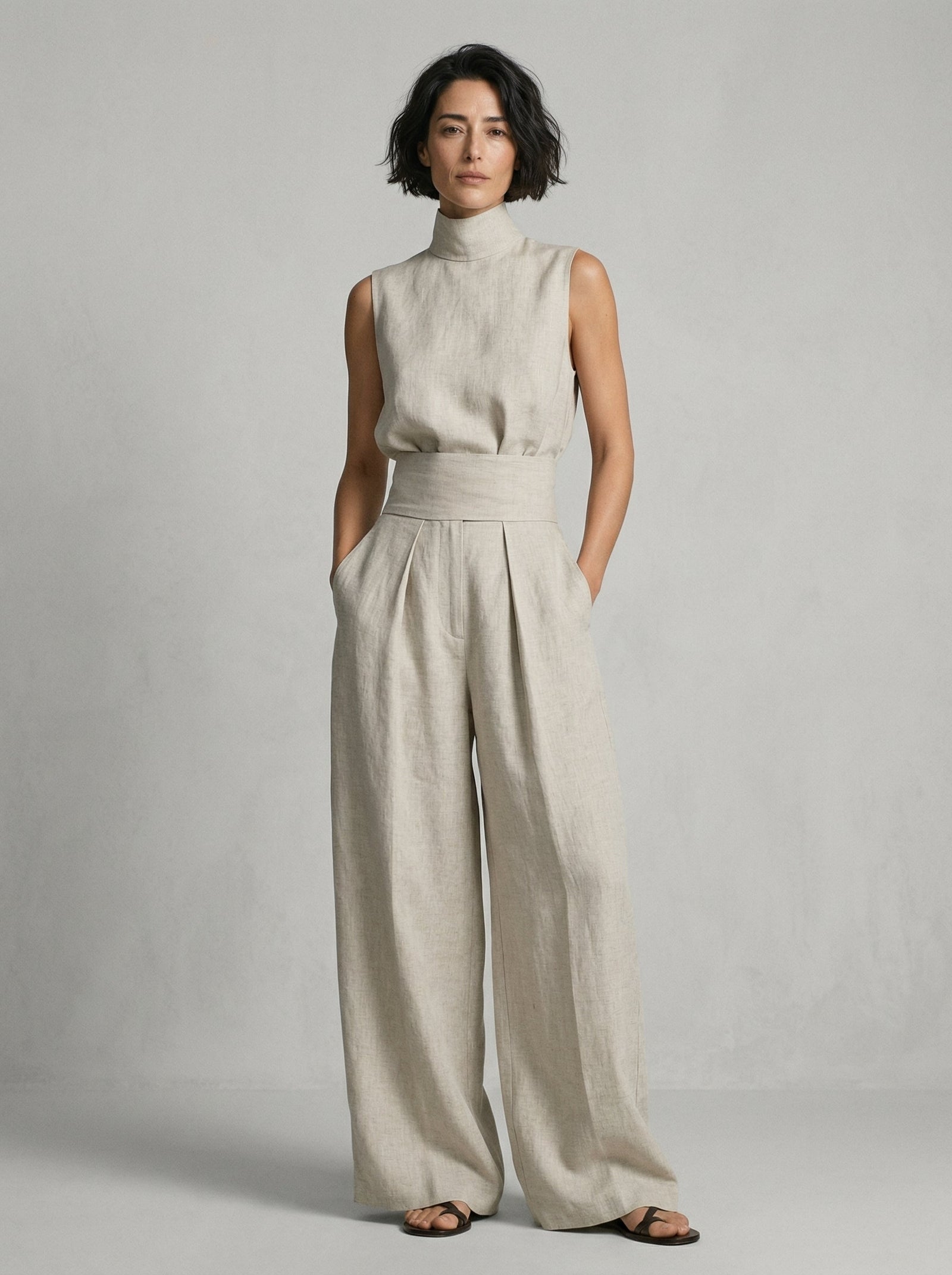 Nuria | Conjunto minimalista de blusa sin mangas