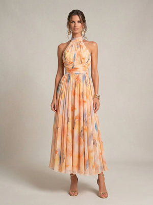 Delia™ | Vestido de Cuello Halter con Estampado de Acuarela